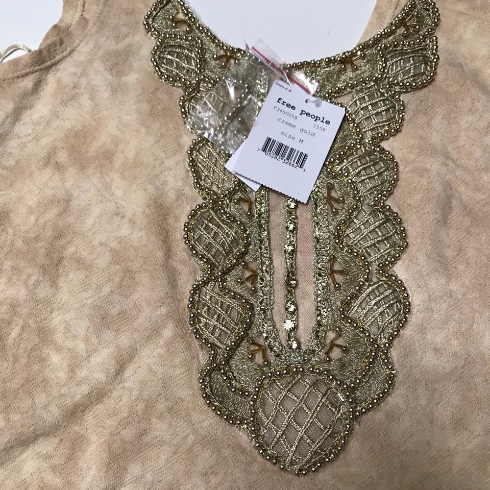 Free people hand dyed embellished tank size M